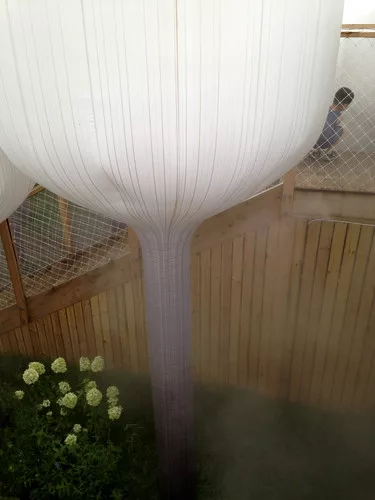 The nylon fabric balloons conceal poles connected to underground air pipes that keep them inflated.