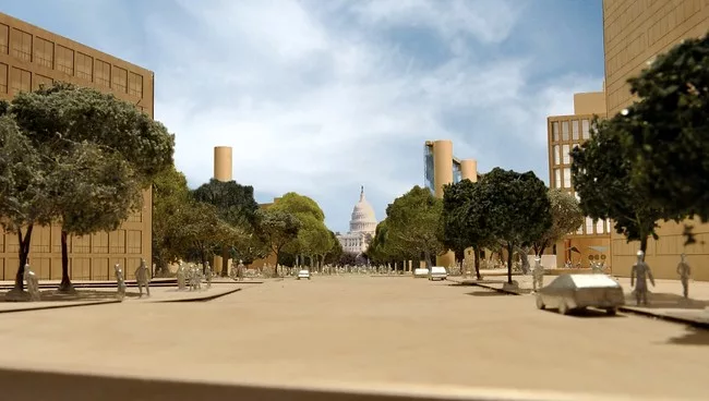 The revised design widens the view along Maryland Avenue towards the Capitol.