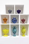 Ceramicist Michael Eden’s 3D-printed nylon vessels appeared in an exhibition titled Future Heritage within the Decorex interiors fair. Its curator, Corinne Julius, brought together the work of 2