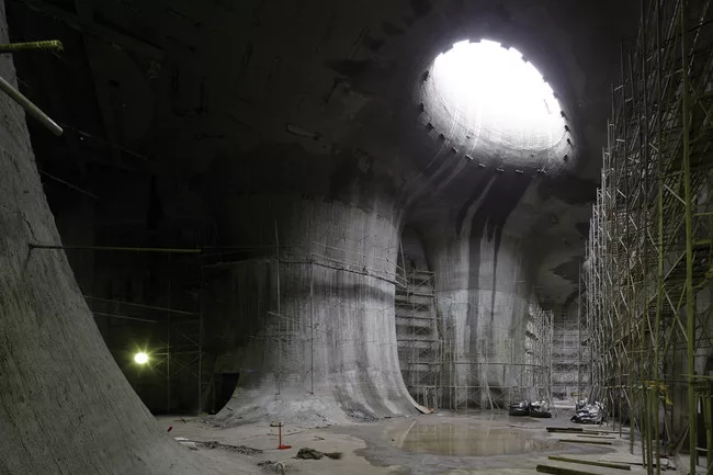 The theater's foyer, under construction.