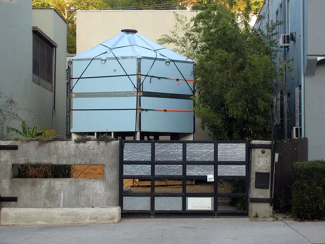 The <em>Domus</em> shelter in front of Materials & Applications in Los Angeles.