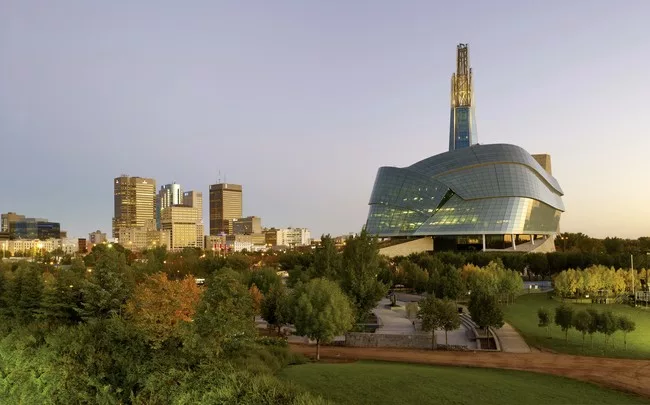 The Museum is located in the Forks, a large park adjacent to Winnipeg’s downtown.