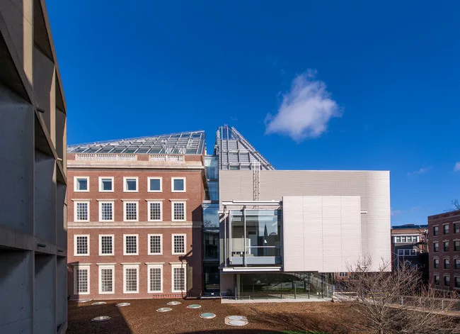 The Harvard Art Museums, during renovation and expansion, showing the new addition.