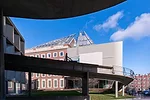 Le Corbusier’s ramp extends from the Carpenter Center for the Visual Arts to the renovated Harvard Arts Museums.