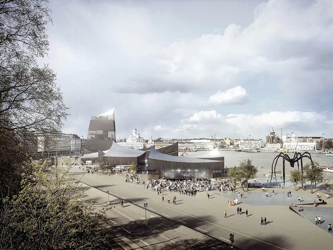 Finalist GH-04380895 links the museum to the rest of the city through a pedestrian footbridge to Tähtitorninvuori Park and a promenade along the port, including a food hall and a market during t