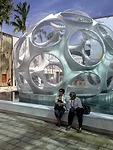 The plaza outside Fujimoto's loggia is centered on a replica Buckminster Fuller Fly's Eye Dome.<div id='_mcePaste'>﻿﻿