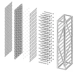 dECOi Architects's (Mark Goulthorpe) <em>HypoSurface</em>, exploded axonometric drawing of the metal skin, rubber squid connectors and spring stabilisers, 2001.<div id='_mcePaste'>﻿﻿