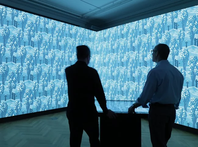 The Immersion Room on the museum’s second floor features more than 200 examples of the Cooper Hewitt’s collection of wallcoverings, and allows visitors to select their favorites or draw th