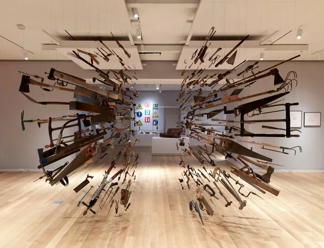 Damián Ortega’s <em>Controller of the Universe</em> features 438 suspended hand tools. It is located on the third floor, in a new 6,000-square-foot gallery, as part of the exhibition <em>To