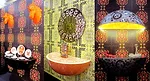 DFC, <em>Casual Dinnerware</em> (2013),<em> Orange Crush Fiberglass Wall Console</em> (2013), <em>Rosario Mirror</em> (2013)<br />Installation view at ICFF New York, 2013. Mexico.<div id='_mcePaste'>&