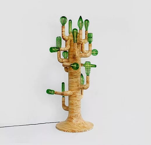 Studio Swine, <em>Cactus Light </em>(2012)<br />Pine offcuts, bottle bulbs, LED light, brass fittings, fabric cable. Courtesy of Coletivo Amor de Madre. UK.<div id='_mcePaste'>﻿﻿