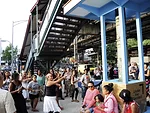 The Design Trust for Public Space erected the Boogie Down Booth as part of its Under the Elevated project. The temporary installation transformed an underused space beneath subway tracks in the South 
