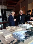 Chris McVoy and Steven Holl with their model for the expansion of Houston's Museum of Fine Arts.