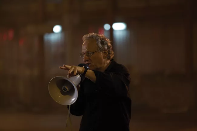 Director and producer Michael Mann on the set of <em>Blackhat</em>.<div id='_mcePaste'>