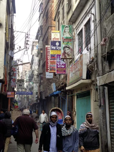 Crowded street in the old city Dhaka.