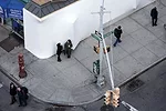 The facade for the <em>BLUEPRINT</em> exhibition was tagged with graffiti soon after it opened.<div id='_mcePaste'>﻿﻿
