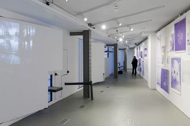 The facade for the <em>BLUEPRINT</em> exhibition was tagged with graffiti soon after it opened.<div id='_mcePaste'>