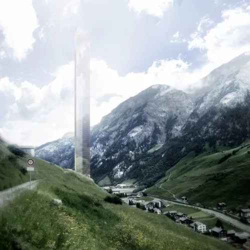 Morphosis's design for a new hotel tower in Vals, Switzerland.<div id='_mcePaste'>﻿﻿