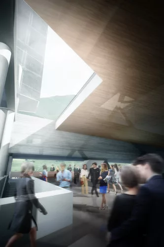Morphosis's design for a new hotel tower in Vals, Switzerland.<div id='_mcePaste'>﻿﻿