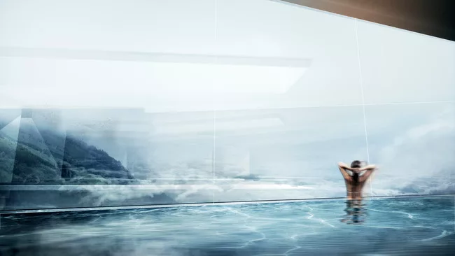 Morphosis's design for a new hotel tower in Vals, Switzerland.<div id='_mcePaste'>﻿﻿