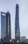 Shanghai Tower with views of The Shanghai World Financial Center (KPF) and Jin Mao Tower (SOM).