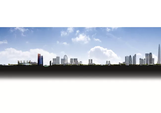 For their theoretical “No Shadow Tower,” architects from NBBJ chose a site on London’s Greenwich Peninsula, next to the O2 Arena. <br /><br />