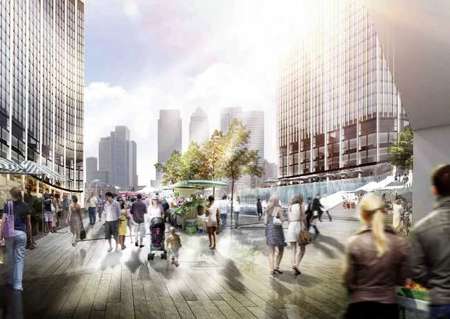 The reflected sunlight would create constantly shifting pools of light and shadow in the plaza between the two buildings.<br /><br />