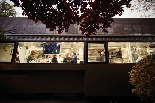 The French Laundry's temporary kitchen is located in a series of four shipping containers.<div id='_mcePaste'>