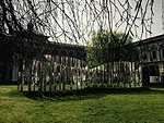 A ribbon of mirror walls traces a design of rings in 'Living Lines,' an installation by Russian architects Speech Tchoban & Kuznetsov.