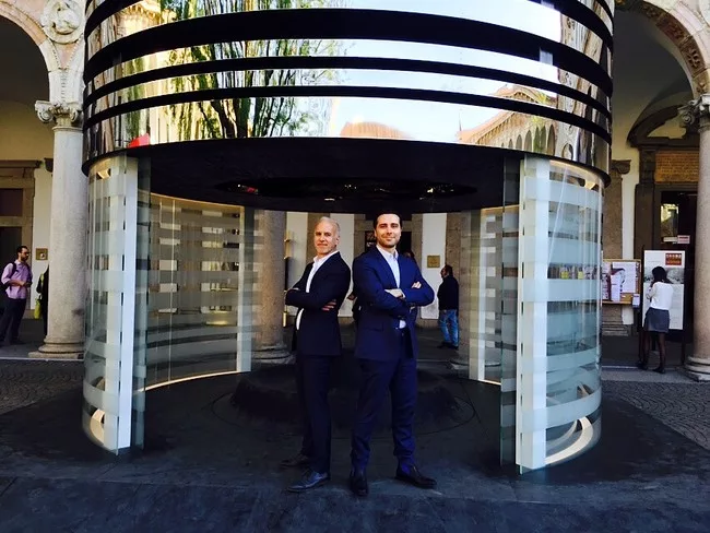 Steve Blatz and Antonio Pio Saracino inside 'Black Hole' at the University of Milan.