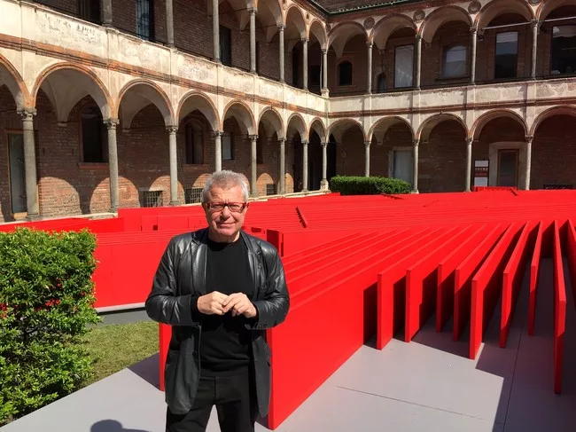 Daniel Libeskind at his 'Future Flowers' installation at the University of Milan.