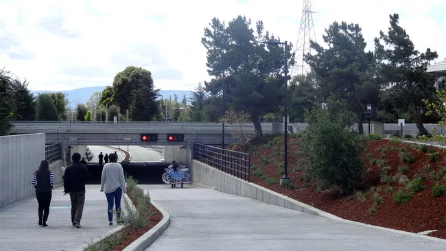 The facility includes a 9-acre rooftop park, barely visible from the ground.