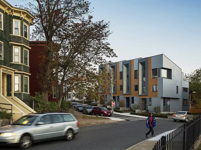 The townhouses at 226 through 232 Highland Street in Boston, were completed as part of the city’s Energy Plus (E+) Green Building Program—a pilot initiative to develop energy positive, sus