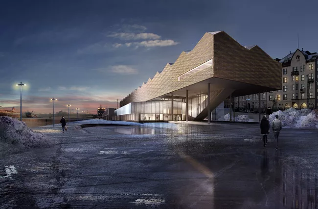 One of the six finalist designs for the Guggenheim Helsinki.  These renderings are unmarked to preserve the anonymity mandated by  Finnish law.