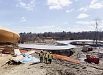 Shown here under construction in late March, the 86,000-square-foot structure will be surrounded by a landscape designed by OLIN in collaboration with SANAA.<div id='_mcePaste'>﻿﻿