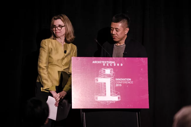 <em>Architectural Record'</em>s editor in chief Cathleen McGuigan with Ma Yansong, principal partner of Beijing- and Los Angeles–based MAD Architects.