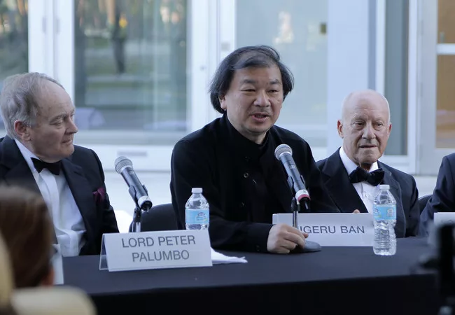 2014 Pritzker laureate Shigeru Ban during a panel discussion.