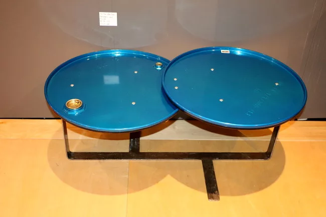 Chairs and tables made of recycled oil barrels by The Urbanite Home, based in Belfast.<div id='_mcePaste'>