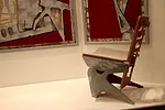 Folditure, by Hoboken, New Jersey-based Alexander Gendell, designs lightweight, foldable chairs and tables that can hang in a closet or on a peg when not in use.<div id='_mcePaste'>﻿﻿