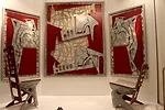 Folditure, by Hoboken, New Jersey-based Alexander Gendell, designs lightweight, foldable chairs and tables that can hang in a closet or on a peg when not in use. Gendell incorporated five folded chair