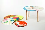 Stephen Johnson created synthetic dough for this colorful tabletop in the new Play collection for Decode.<div id='_mcePaste'>﻿﻿
