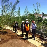 Chicago Mayor Rahm Emanuel and the Trust for Public Land's Chicago Regional Director, Beth White, at a preview of the 606.