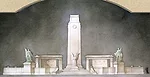 Detail of a Park of Remembrance proposal, a classical design that would include a Rose Garden and allegorical statues of Grief and Gratitude.
