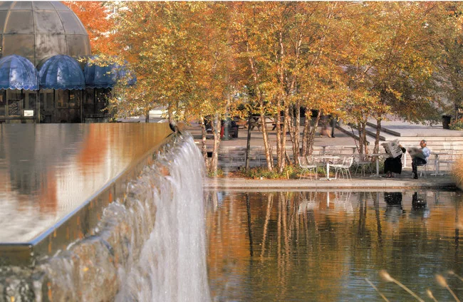 Pershing Park, designed by M. Paul Friedberg and Partners, as it appeared when it opened in 1981. The park will be replaced by a new World War I memorial.