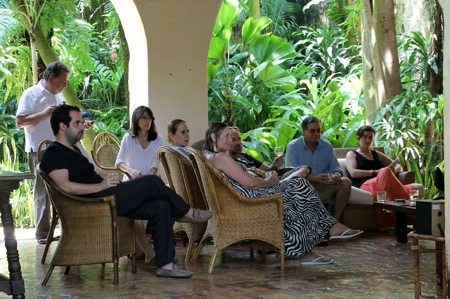 The visiting architects relax at Casa Uribe.