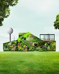 For the exhibition, Jimenez Lai of Bureau Spectacular presents playful caricatures of homes based on L.A. life.