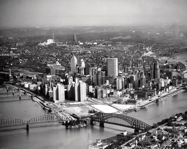 Aerial view of Pittsburgh, 1954.