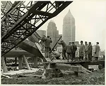 Group of Men at Base of Civic Arena, 1960-61.