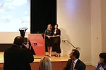 RECORD editor-in-chief Cathleen McGuigan bestowing the New Generation Leader Award to Meejin Yoon.<div id='_mcePaste'>﻿﻿