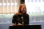 Sylvia Smith, senior partner at FXFOWLE, speaking at the morning symposium.